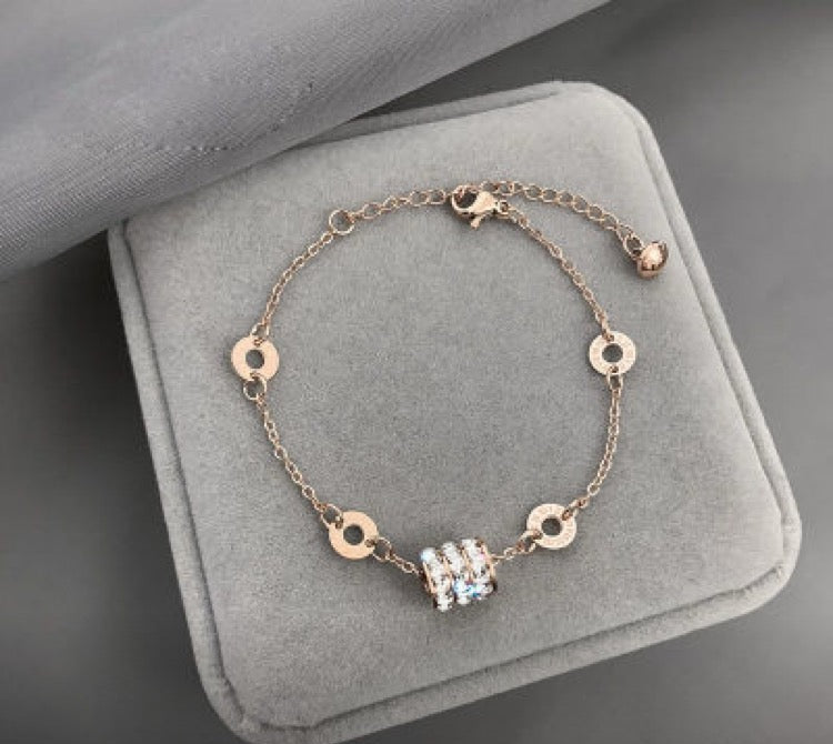 Sparkling Roman Numeral Charm Bracelet
