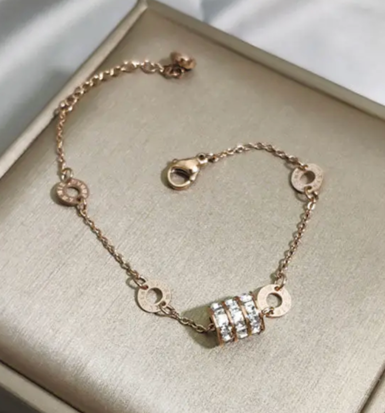 Sparkling Roman Numeral Charm Bracelet