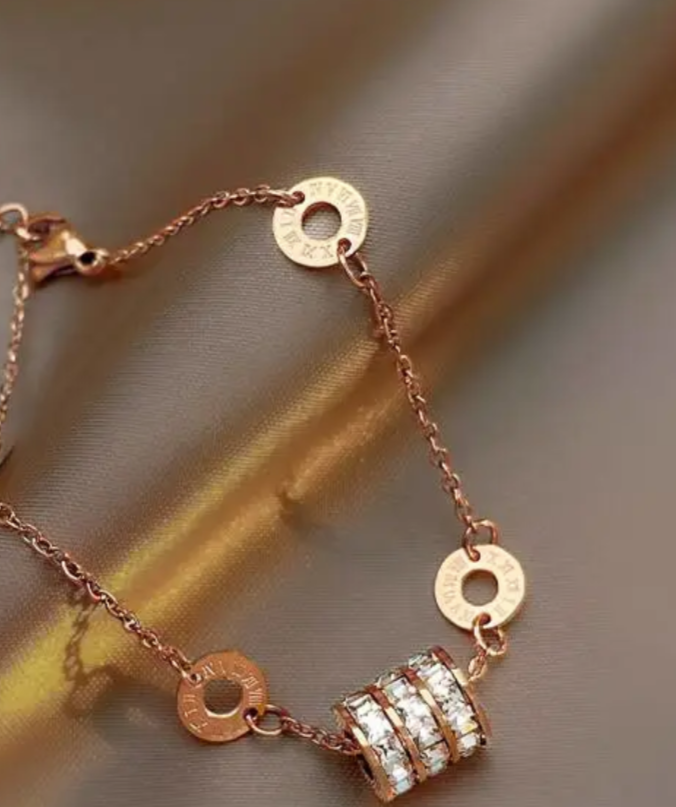 Sparkling Roman Numeral Charm Bracelet