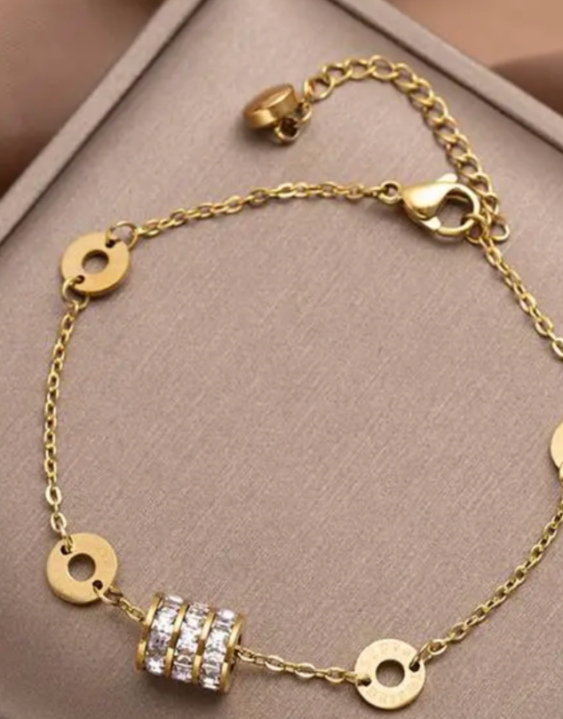Sparkling Roman Numeral Charm Bracelet