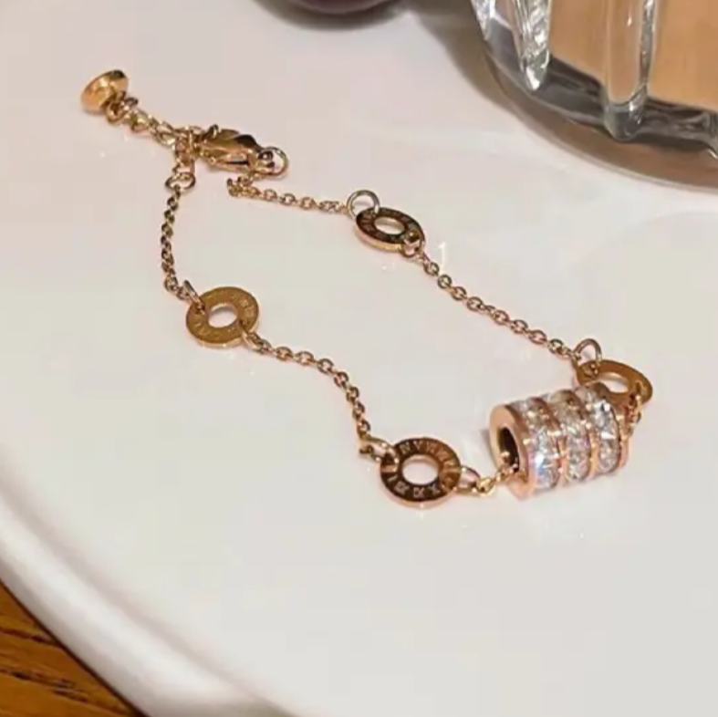 Sparkling Roman Numeral Charm Bracelet