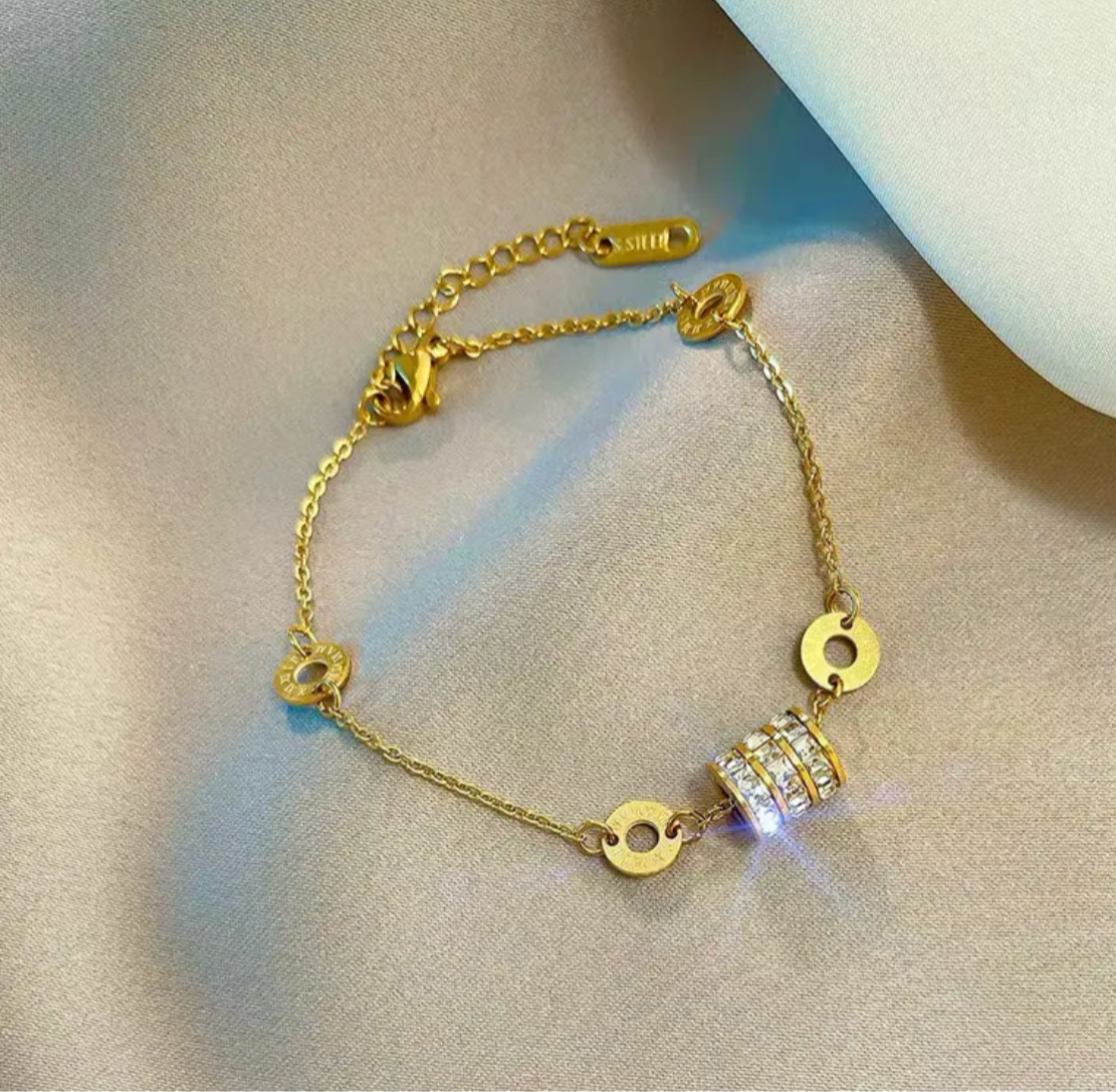 Sparkling Roman Numeral Charm Bracelet