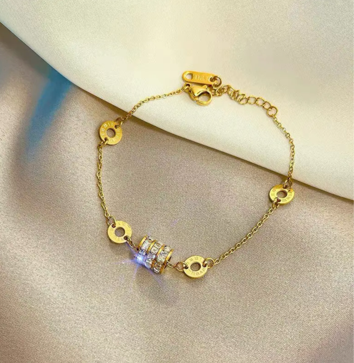 Sparkling Roman Numeral Charm Bracelet