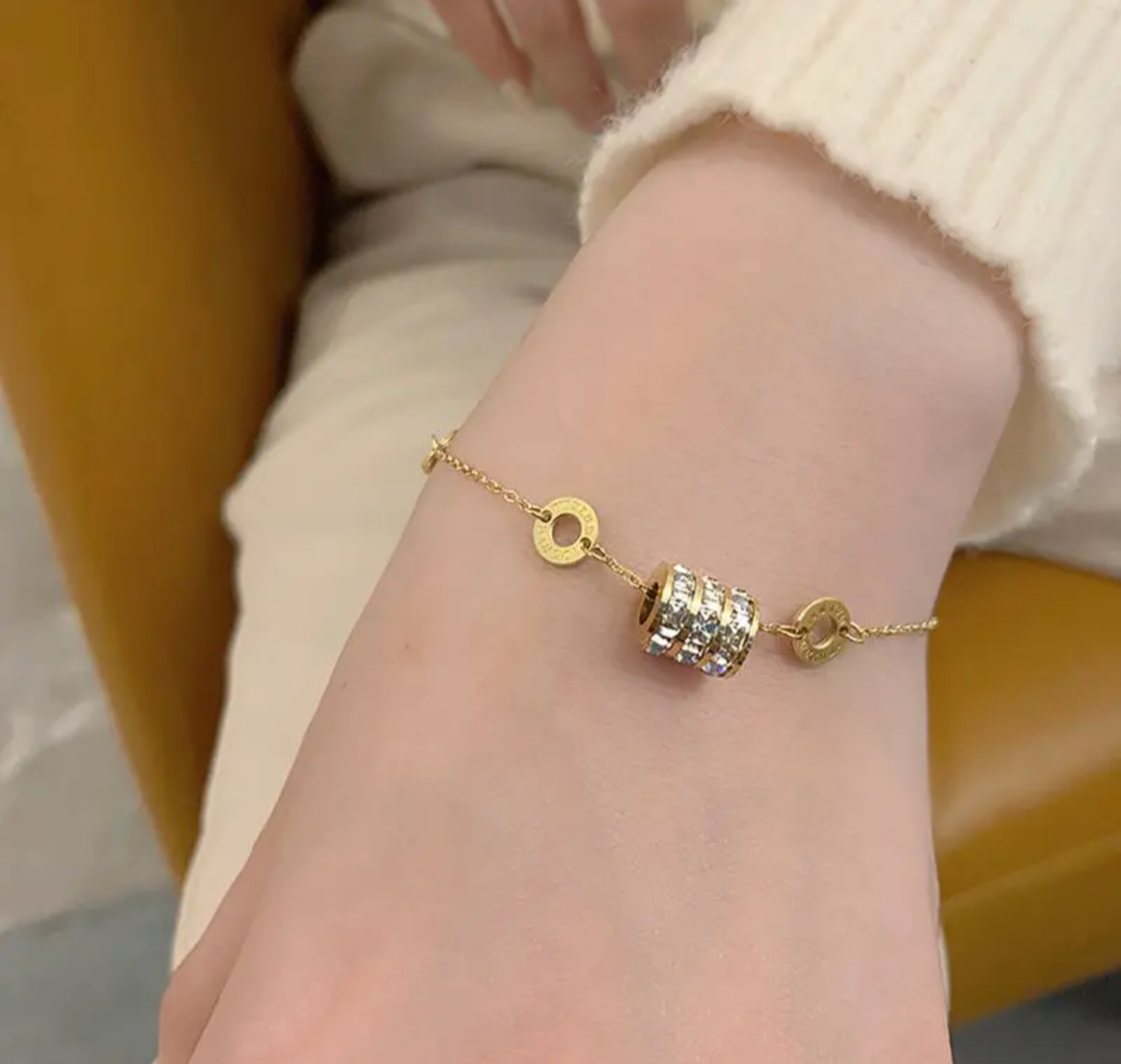 Sparkling Roman Numeral Charm Bracelet