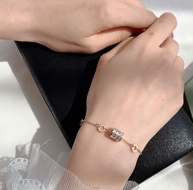 Sparkling Roman Numeral Charm Bracelet