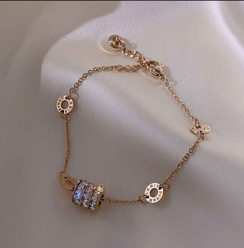 Sparkling Roman Numeral Charm Bracelet