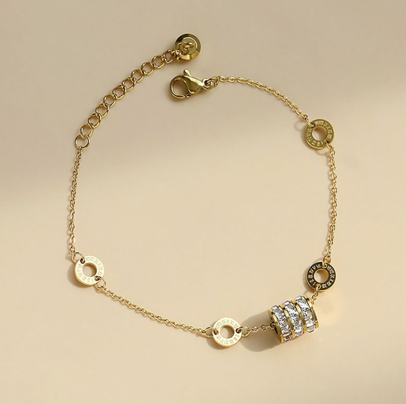 Sparkling Roman Numeral Charm Bracelet