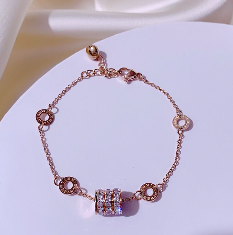 Sparkling Roman Numeral Charm Bracelet