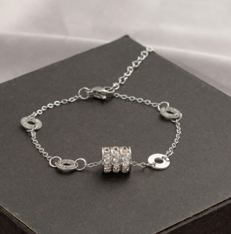 Sparkling Roman Numeral Charm Bracelet