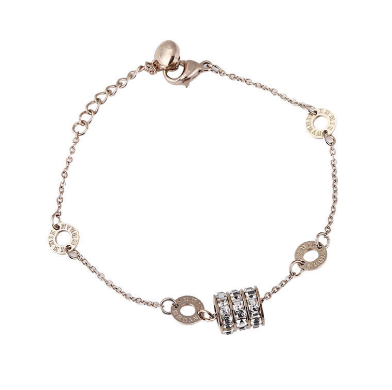 Sparkling Roman Numeral Charm Bracelet