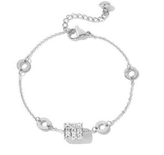 Sparkling Roman Numeral Charm Bracelet