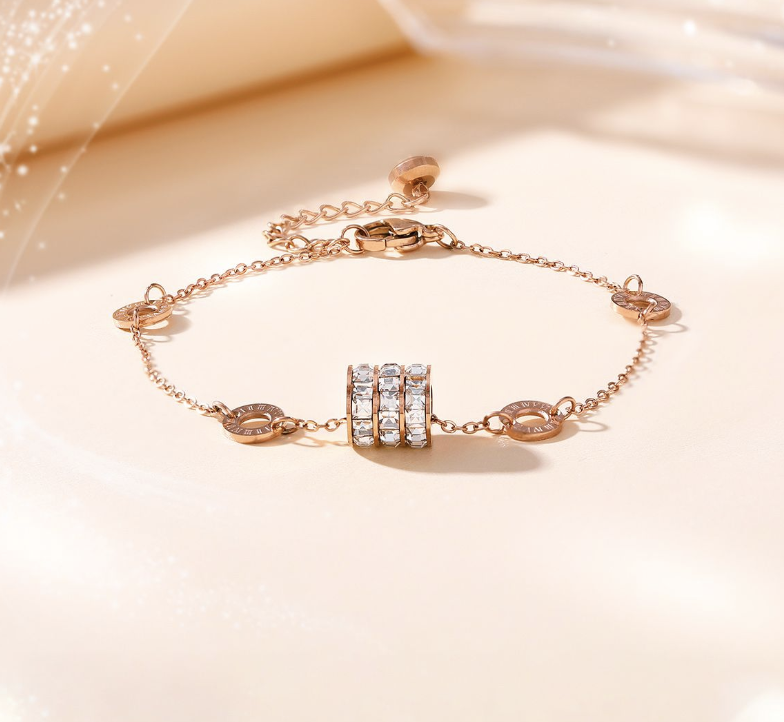 Sparkling Roman Numeral Charm Bracelet