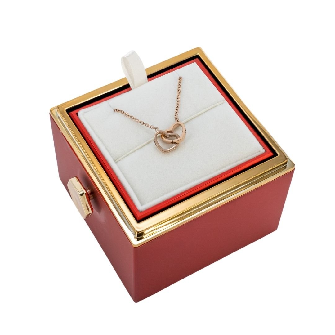 ROTATING ETERNITY ROSE BOX - W/ ENGRAVED NECKLACE