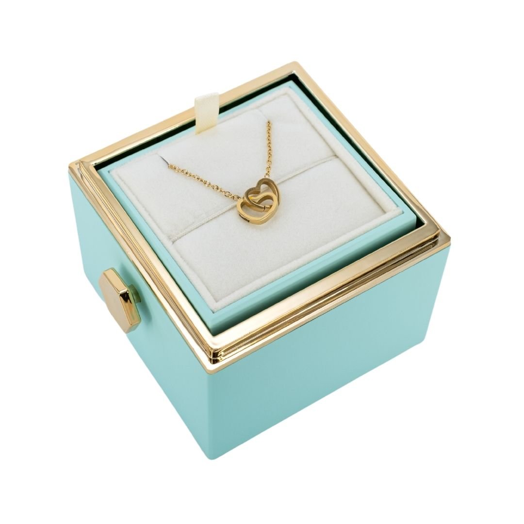 ROTATING ETERNITY ROSE BOX - W/ ENGRAVED NECKLACE