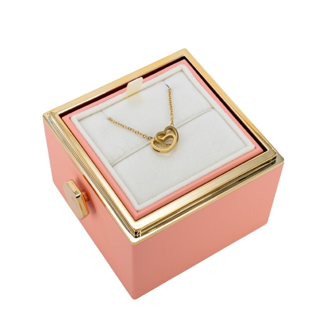 ROTATING ETERNITY ROSE BOX - W/ ENGRAVED NECKLACE