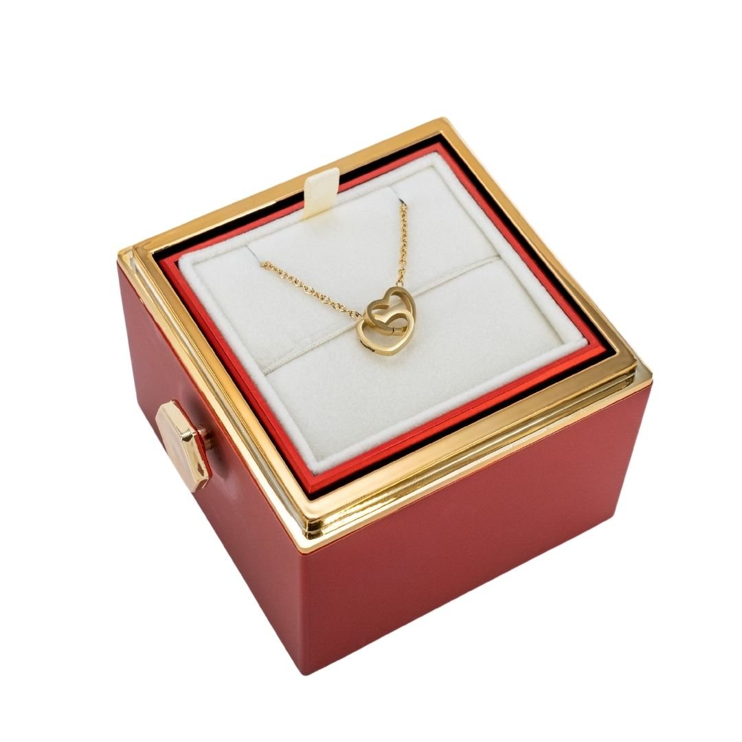 ROTATING ETERNITY ROSE BOX - W/ ENGRAVED NECKLACE