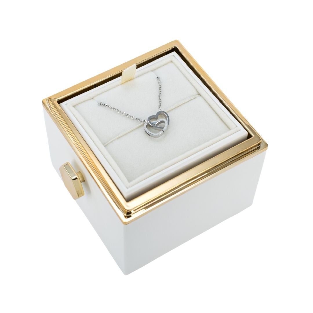 ROTATING ETERNITY ROSE BOX - W/ ENGRAVED NECKLACE