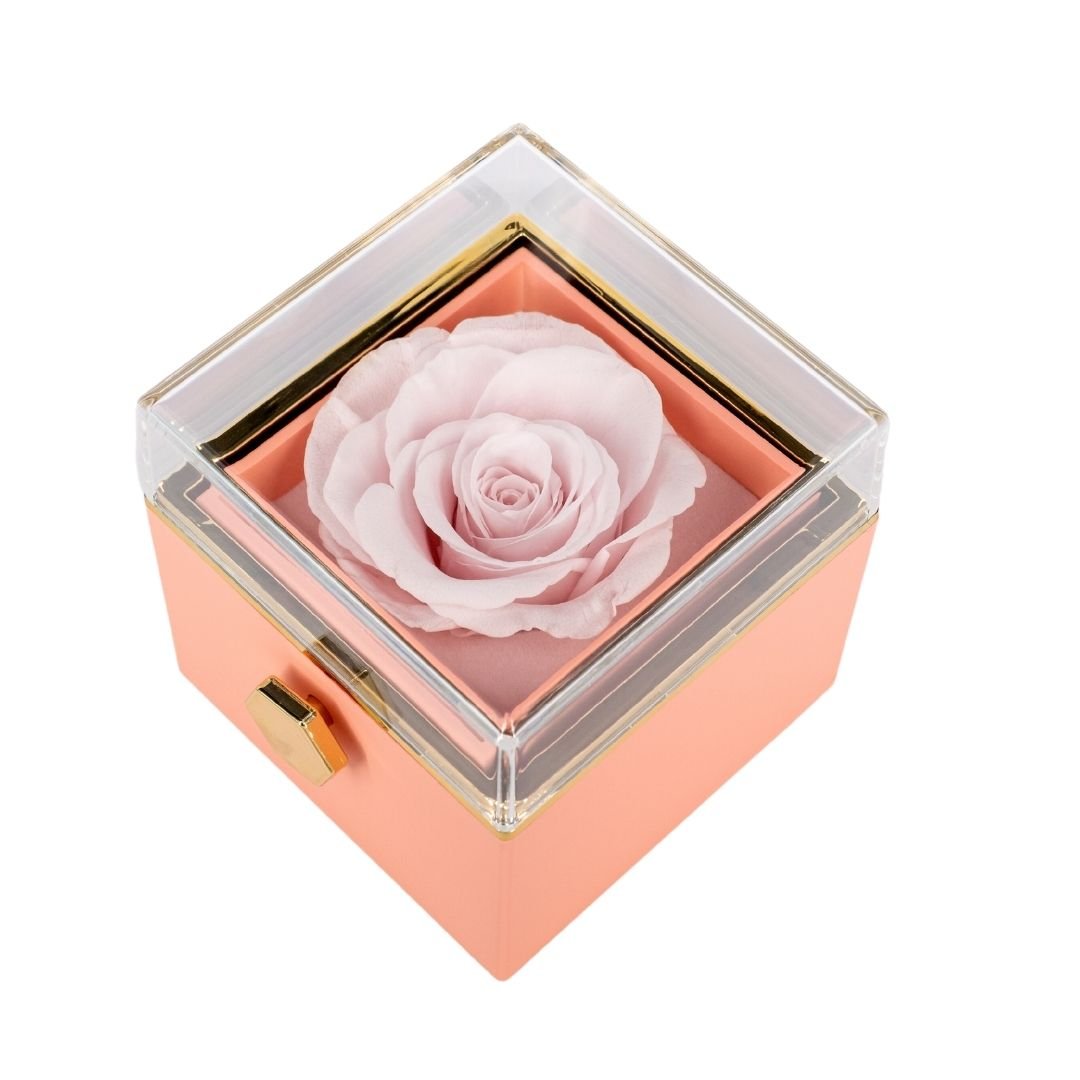 ROTATING ETERNITY ROSE BOX - W/ ENGRAVED NECKLACE