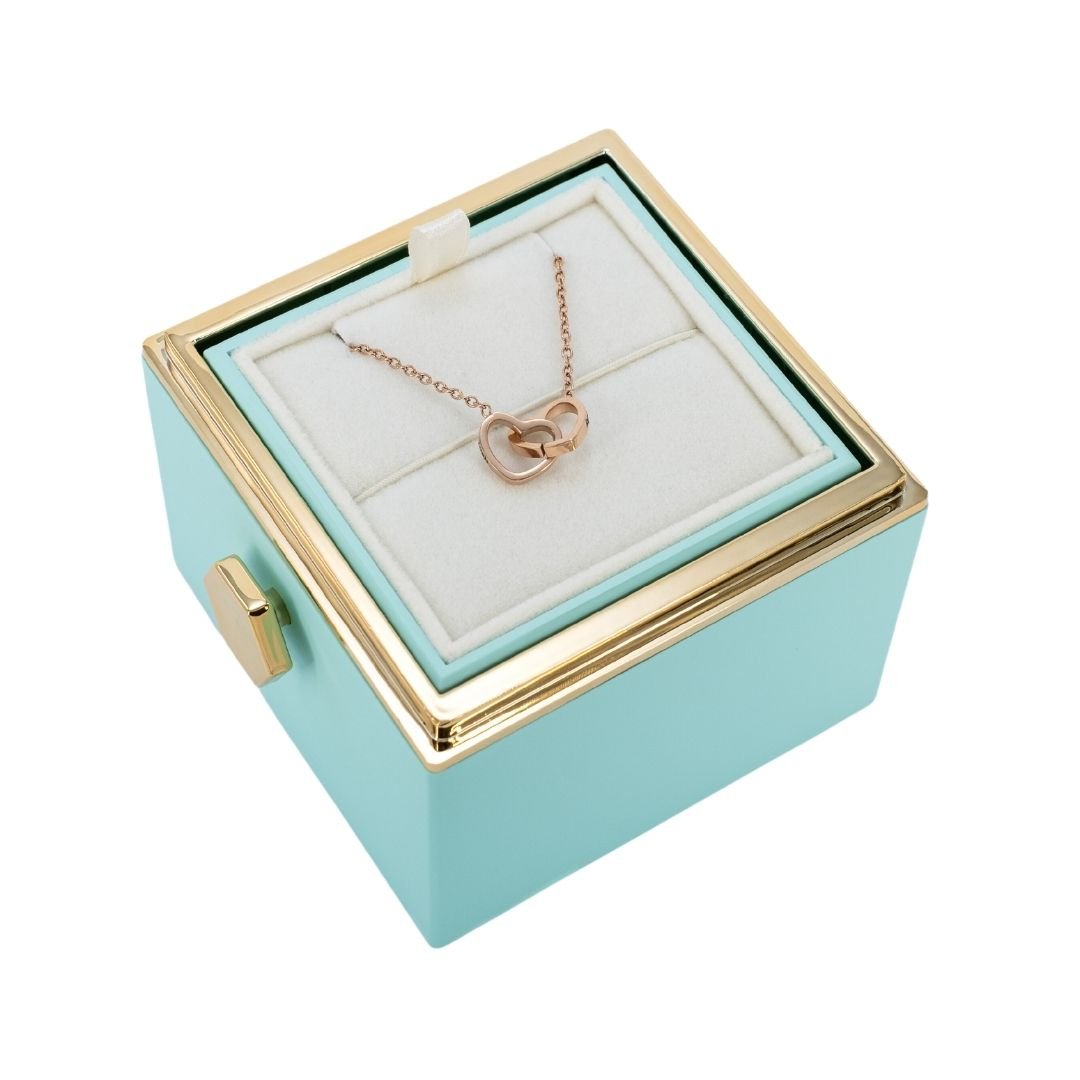 ROTATING ETERNITY ROSE BOX - W/ ENGRAVED NECKLACE
