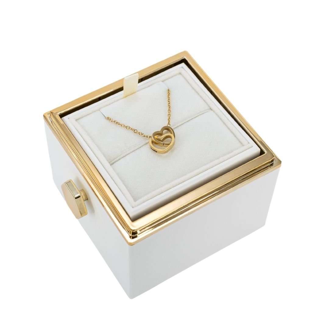 ROTATING ETERNITY ROSE BOX - W/ ENGRAVED NECKLACE