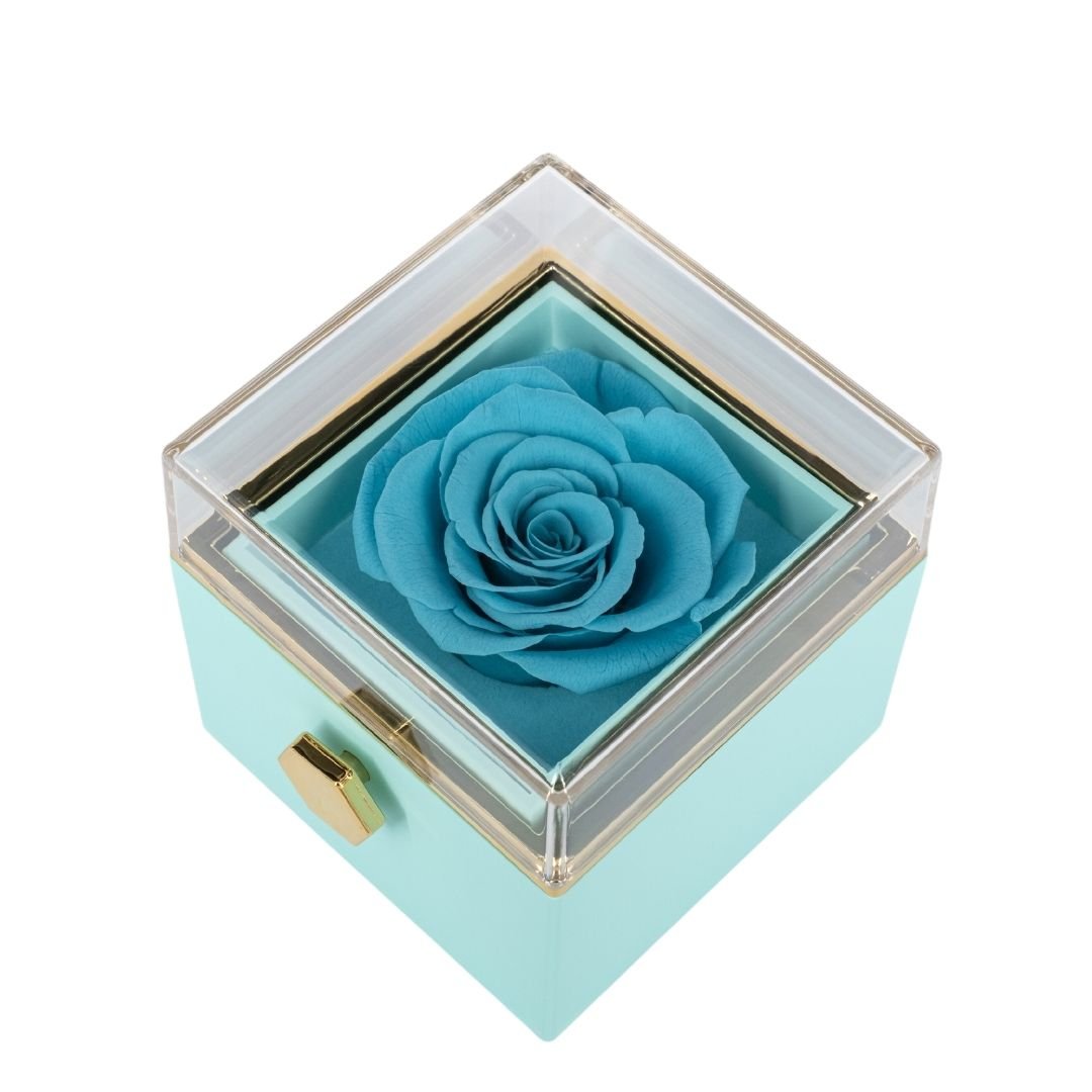 ROTATING ETERNITY ROSE BOX - W/ ENGRAVED NECKLACE