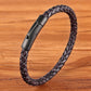 Classic Style Men Leather Bracelet Simple Black Stainless Steel