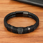 Woven Leather Rope Wrapping Stainless Steel Leather Bracelets