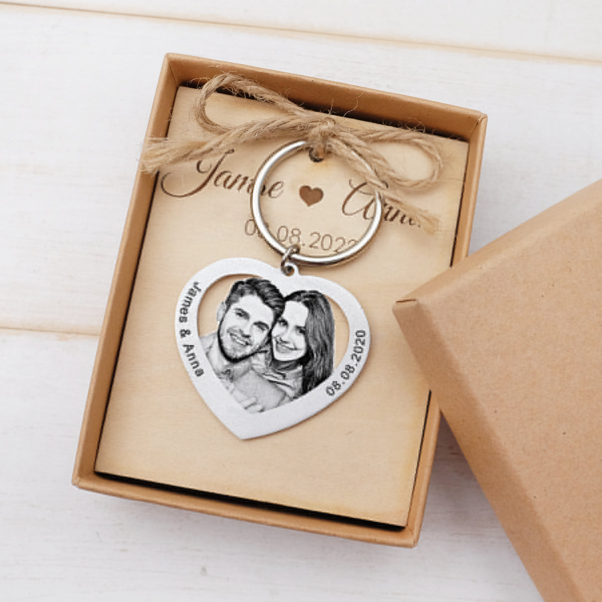 Personalized Photo Keychain Custom Name Keychain Heart Keychain Couples Keychain Picture Keyring Mom Dad Gift Best Friend Gift
