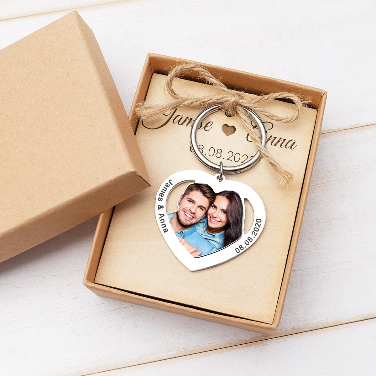 Personalized Photo Keychain Custom Name Keychain Heart Keychain Couples Keychain Picture Keyring Mom Dad Gift Best Friend Gift